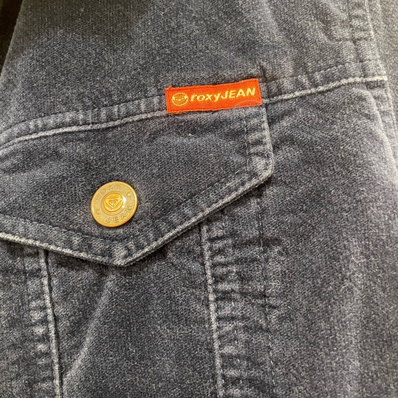 Vintage Roxy Jean Blue Velvet Jacket With Fur-Like Lining - Picture 2 of 8